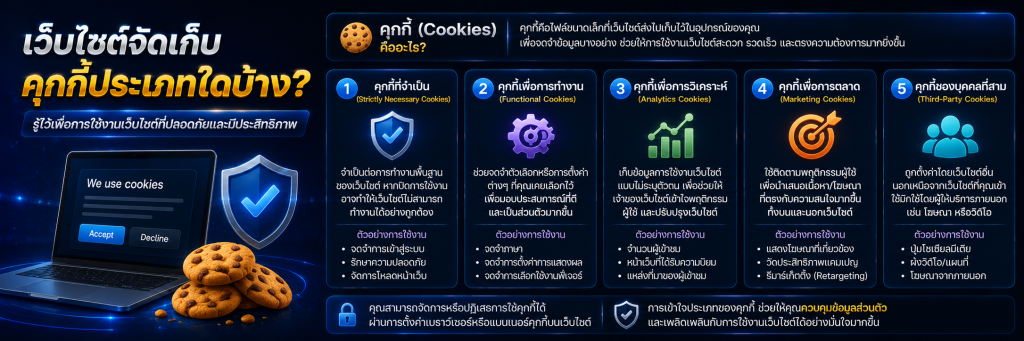 เว็บไซต์จัดเก็บคุกกี้ประเภทใดบ้าง